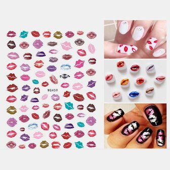 3D Nail Art Stickers Hart Colorful Rode Lip Nail Transfer Decals Valentijnsdag Tips