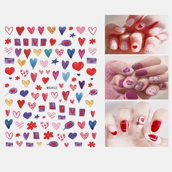 3D Nail Art Stickers Hart Colorful Rode Lip Nail Transfer Decals Valentijnsdag Tips