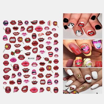 3D Nail Art Stickers Hart Colorful Rode Lip Nail Transfer Decals Valentijnsdag Tips