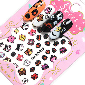 Dancing Nail Halloween Pompoen Schedel 3D Nail Art Sticker Decals Manicure