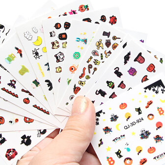 Dancing Nail Halloween Pompoen Schedel 3D Nail Art Sticker Decals Manicure