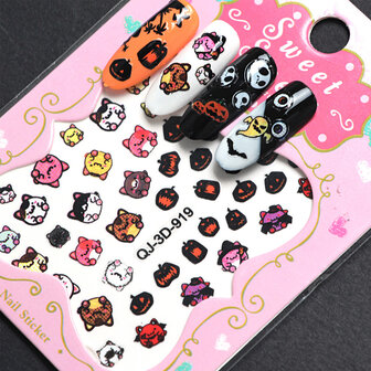 Dancing Nail Halloween Pompoen Schedel 3D Nail Art Sticker Decals Manicure