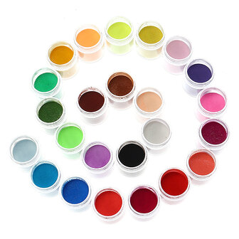 24 kleuren acryl manicure nagel kunst poeder stof decoratie