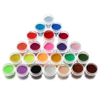 24 kleuren acryl manicure nagel kunst poeder stof decoratie