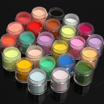 24 kleuren acryl manicure nagel kunst poeder stof decoratie