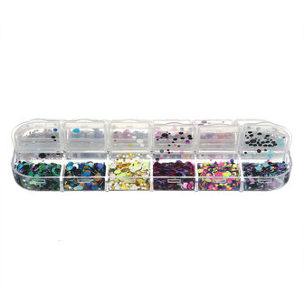12 Grids Nail Art Pailletten Glitter Vlokken Holografische Decoratie Flake Spiegel