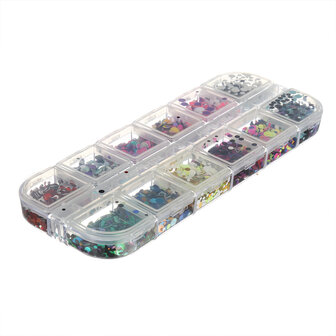 12 Grids Nail Art Pailletten Glitter Vlokken Holografische Decoratie Flake Spiegel