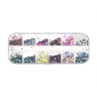 12 Grids Nail Art Pailletten Glitter Vlokken Holografische Decoratie Flake Spiegel