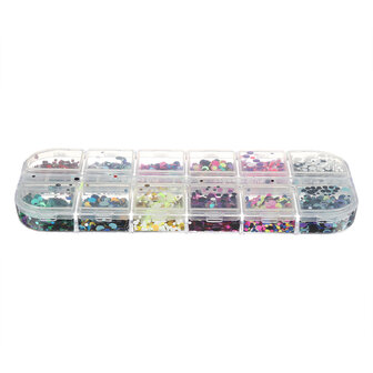 12 Grids Nail Art Pailletten Glitter Vlokken Holografische Decoratie Flake Spiegel