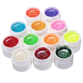 12 Kleuren Glitter UV Gel Builder Poolse Set