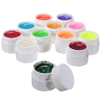 12 Kleuren Glitter UV Gel Builder Poolse Set