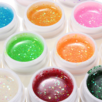 12 Kleuren Glitter UV Gel Builder Poolse Set