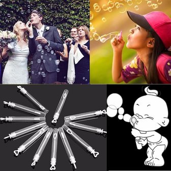 12 stuks Plastic Heart Bubble Blowing Tubes Bubble Bottle Decoratie voor Feestfeest
