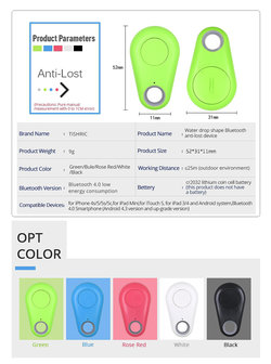 Bluetooth-sleutelzoeker Slim anti-verloren apparaat Anti-verloren sleutelhanger Mobiele telefoon Verloren alarm Bidirectionele zoeker Anti-verloren artefact