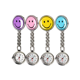 Portable Charm Smile Face Nurse Watch roestvrij stalen zakhorloges