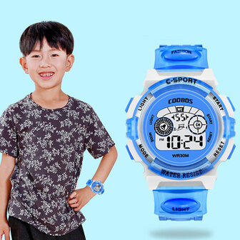 COOBOS 1155 digitaal kinderhorloge Colorful Lichtgevend kalenderalarm Sport waterdicht kinderhorloge