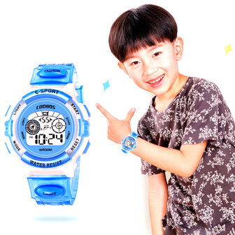 COOBOS 1155 digitaal kinderhorloge Colorful Lichtgevend kalenderalarm Sport waterdicht kinderhorloge