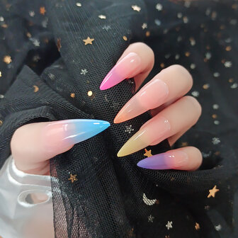 24 stks / set extra lange ballerina kunstnagels platte waterdruppels matte volledige dekking kunstnagels