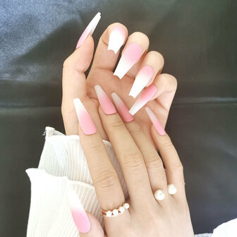 24 stks / set extra lange ballerina kunstnagels platte waterdruppels matte volledige dekking kunstnagels