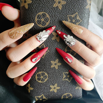 24 stks / set extra lange ballerina kunstnagels platte waterdruppels matte volledige dekking kunstnagels