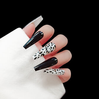 24 stks / set extra lange ballerina kunstnagels fluorescerende luipaardprint vrouwen volledige dekking nagels