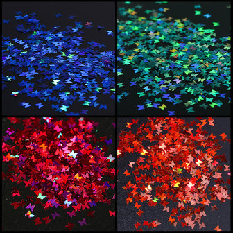 Nail Art Jewelry 12 kleuren laser magische kleuren vlinder pailletten nagel decoratie pailletten