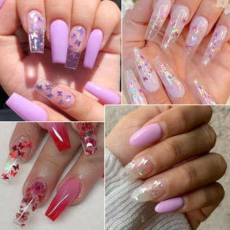 Nail Art Jewelry 12 kleuren laser magische kleuren vlinder pailletten nagel decoratie pailletten