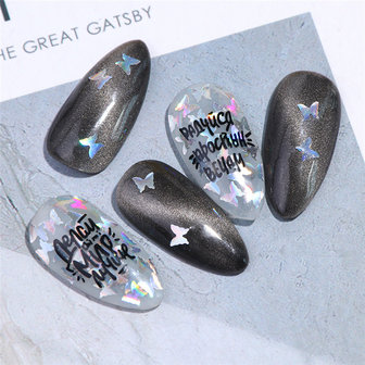 Nail Art Jewelry 12 kleuren laser magische kleuren vlinder pailletten nagel decoratie pailletten