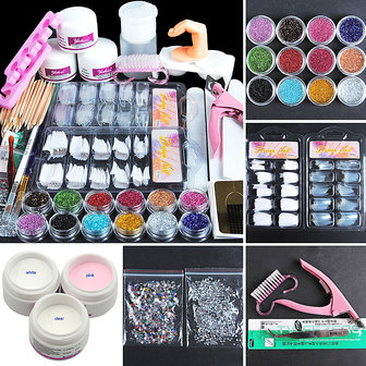 Acryl Nail Professional Nail Art Set Acryl Roze Strass Decoratieset