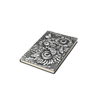 Vintage 3D reli&euml;f zonnebloem reizen dagboek Notebook Journal lederen Kladblok