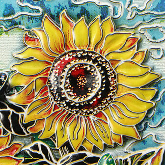 Vintage 3D reli&euml;f zonnebloem reizen dagboek Notebook Journal lederen Kladblok