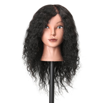 48 cm 100% Menselijk Haar Kappers Mannequin Hoofd Praktijk Model Lange Krullend Haar