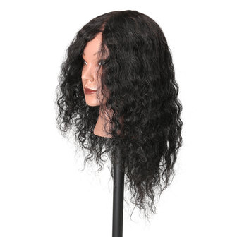 48 cm 100% Menselijk Haar Kappers Mannequin Hoofd Praktijk Model Lange Krullend Haar