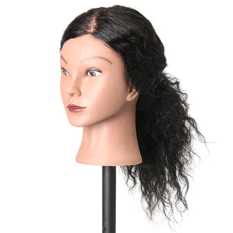 48 cm 100% Menselijk Haar Kappers Mannequin Hoofd Praktijk Model Lange Krullend Haar