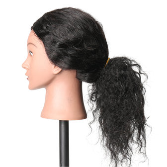 48 cm 100% Menselijk Haar Kappers Mannequin Hoofd Praktijk Model Lange Krullend Haar