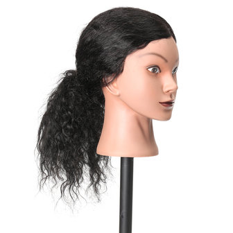 48 cm 100% Menselijk Haar Kappers Mannequin Hoofd Praktijk Model Lange Krullend Haar