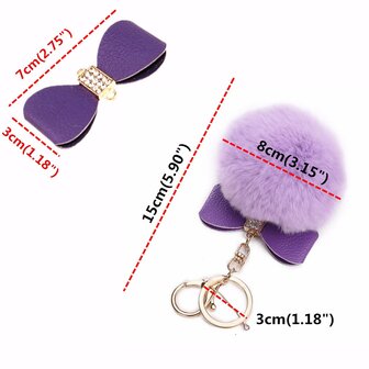 Bowknot Fur Ball Fluffy Elegant Handtas Charm Car Sleutelhanger Sleutelhanger
