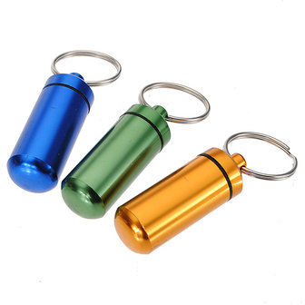 Aluminium Pillendoos Geval Fleshouder Container Keychain