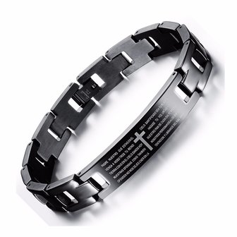 Cross Bible Black Titanium Heren Magneet Armband Healing Jewelry Men Gift
