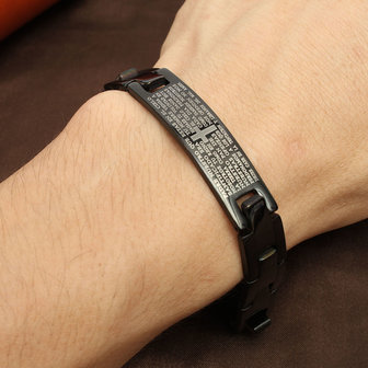 Cross Bible Black Titanium Heren Magneet Armband Healing Jewelry Men Gift