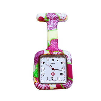 Rubber vierkant Clip verpleegster horloges Multicolor arts zakhorloge