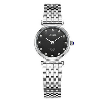LONGBO 8973 Diamanten Casual stijl Paar Horloges Roestvrij staal band quartzhorloge