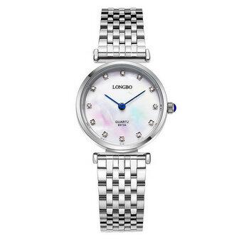 LONGBO 8973 Diamanten Casual stijl Paar Horloges Roestvrij staal band quartzhorloge