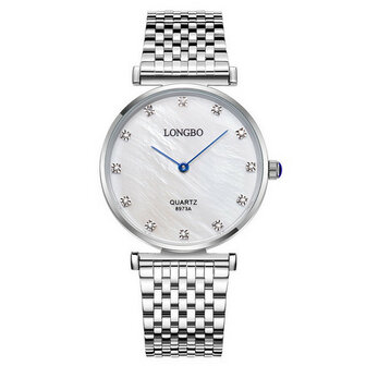 LONGBO 8973 Diamanten Casual stijl Paar Horloges Roestvrij staal band quartzhorloge