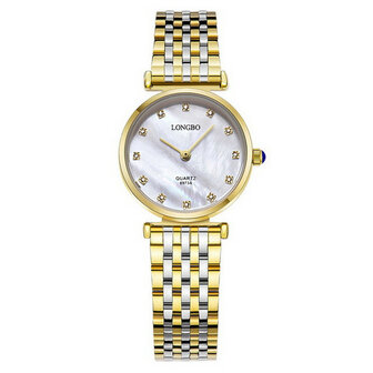 LONGBO 8973 Diamanten Casual stijl Paar Horloges Roestvrij staal band quartzhorloge