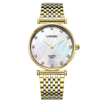 LONGBO 8973 Diamanten Casual stijl Paar Horloges Roestvrij staal band quartzhorloge