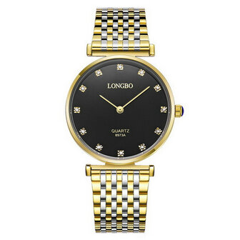 LONGBO 8973 Diamanten Casual stijl Paar Horloges Roestvrij staal band quartzhorloge