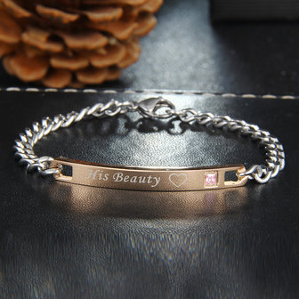 Titanium Stalen Paar Liefde Ketting Valentijnsdag Armband Cadeau voor Mannen Vrouwen