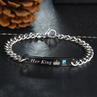 Titanium Stalen Paar Liefde Ketting Valentijnsdag Armband Cadeau voor Mannen Vrouwen