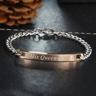 Titanium Stalen Paar Liefde Ketting Valentijnsdag Armband Cadeau voor Mannen Vrouwen